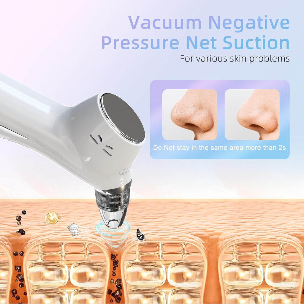 Blackhead Remover Vacuum Facial Pore Cleaner Electric Comedone Whitehead Extractor 5 Suction Probes and 5 Suction Levels Rechargeable Black Heads Remover Tools for Women & Men Facial Skin Care (White)
