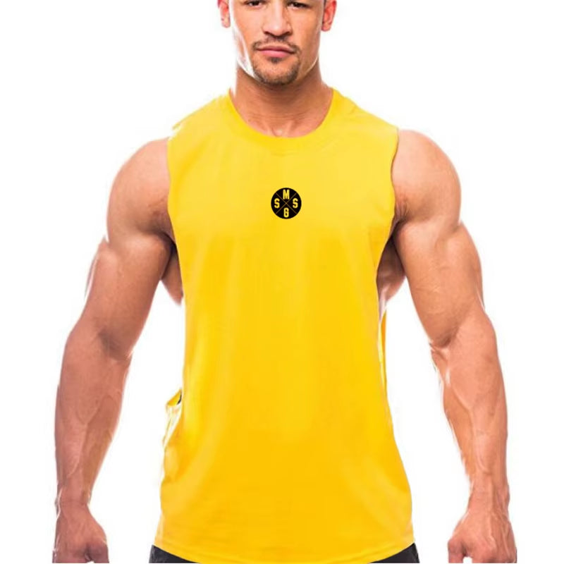 Mens Workout Tank Tops Fitness Bodybuilding Clothing Low Cut Armholes Vivid Vest Muscle Singlets Men Activewear Tank