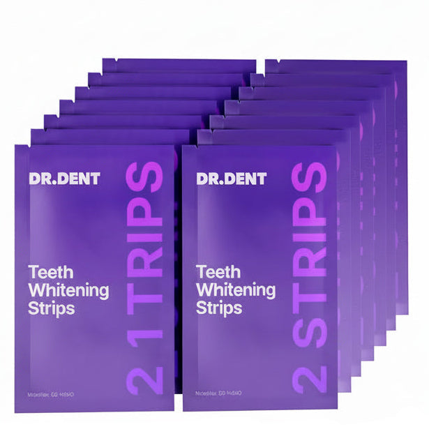 DRDENT Purple Teeth Whitening Strips 21 Treatments - Safe for Enamel - Non Sensitive Teeth Whitening - Whitening without Any Harm - Pack of 42