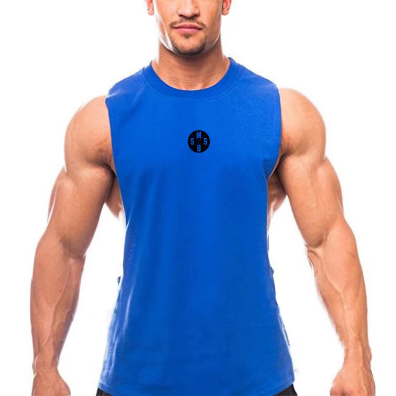 Mens Workout Tank Tops Fitness Bodybuilding Clothing Low Cut Armholes Vivid Vest Muscle Singlets Men Activewear Tank