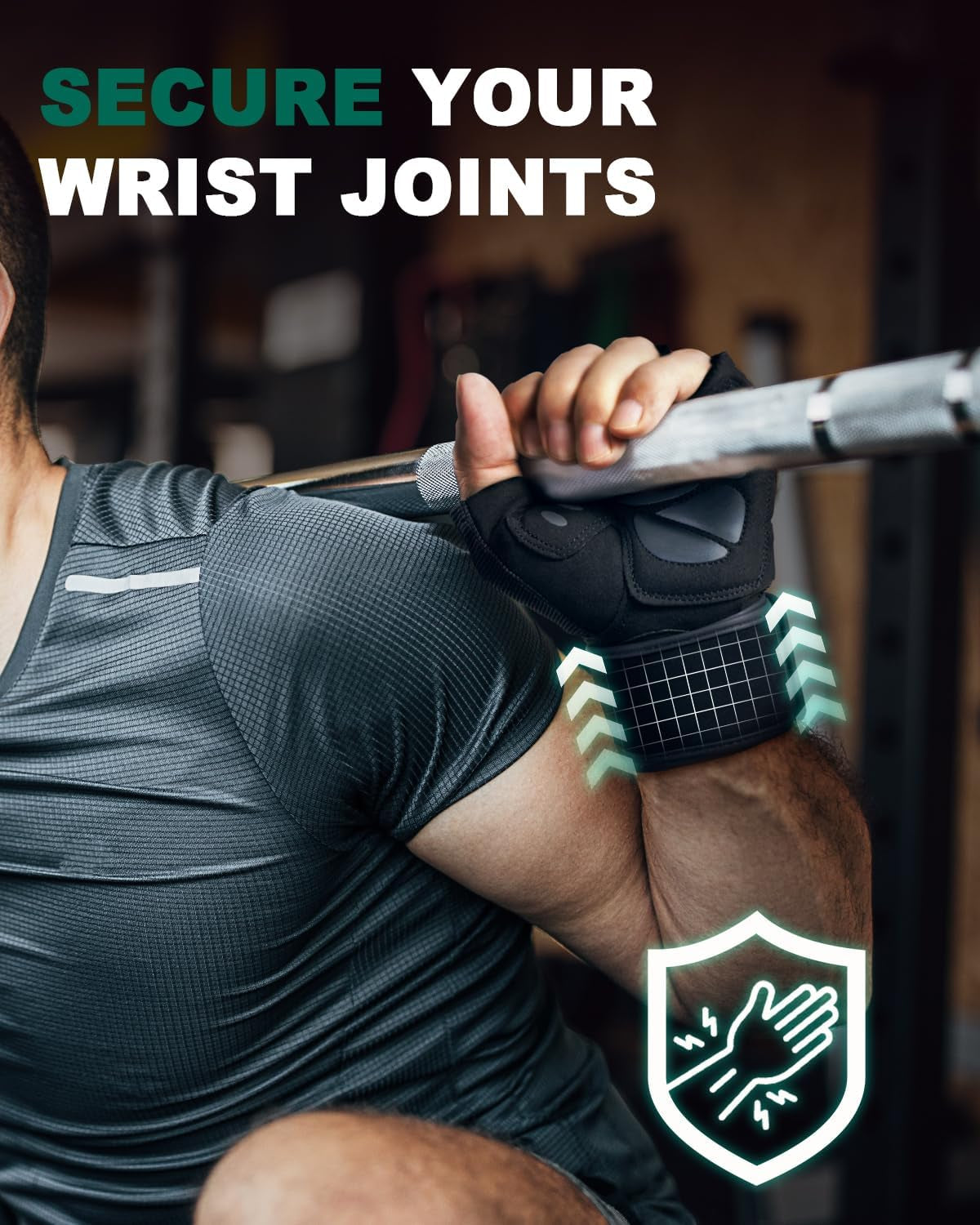 Workout Gloves for Men, Weight Lifting Gloves with Wrist Wrap Support, Full Palm Protection & Extra Grips for Weightlifting, Exercise, Cross Training, Fitness, Pull-Up