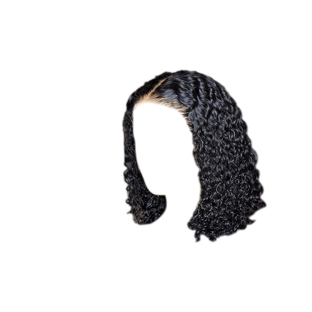 Women'S Deep Curly Lace Front Wigs Blonde Natural Wigs Women'S Short Curly Hair Mixed with Golden Small Curly Hair Black Brown (BK2)