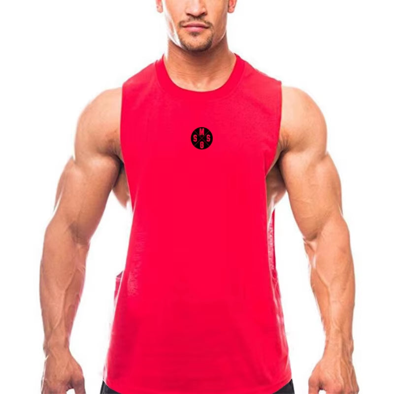 Mens Workout Tank Tops Fitness Bodybuilding Clothing Low Cut Armholes Vivid Vest Muscle Singlets Men Activewear Tank