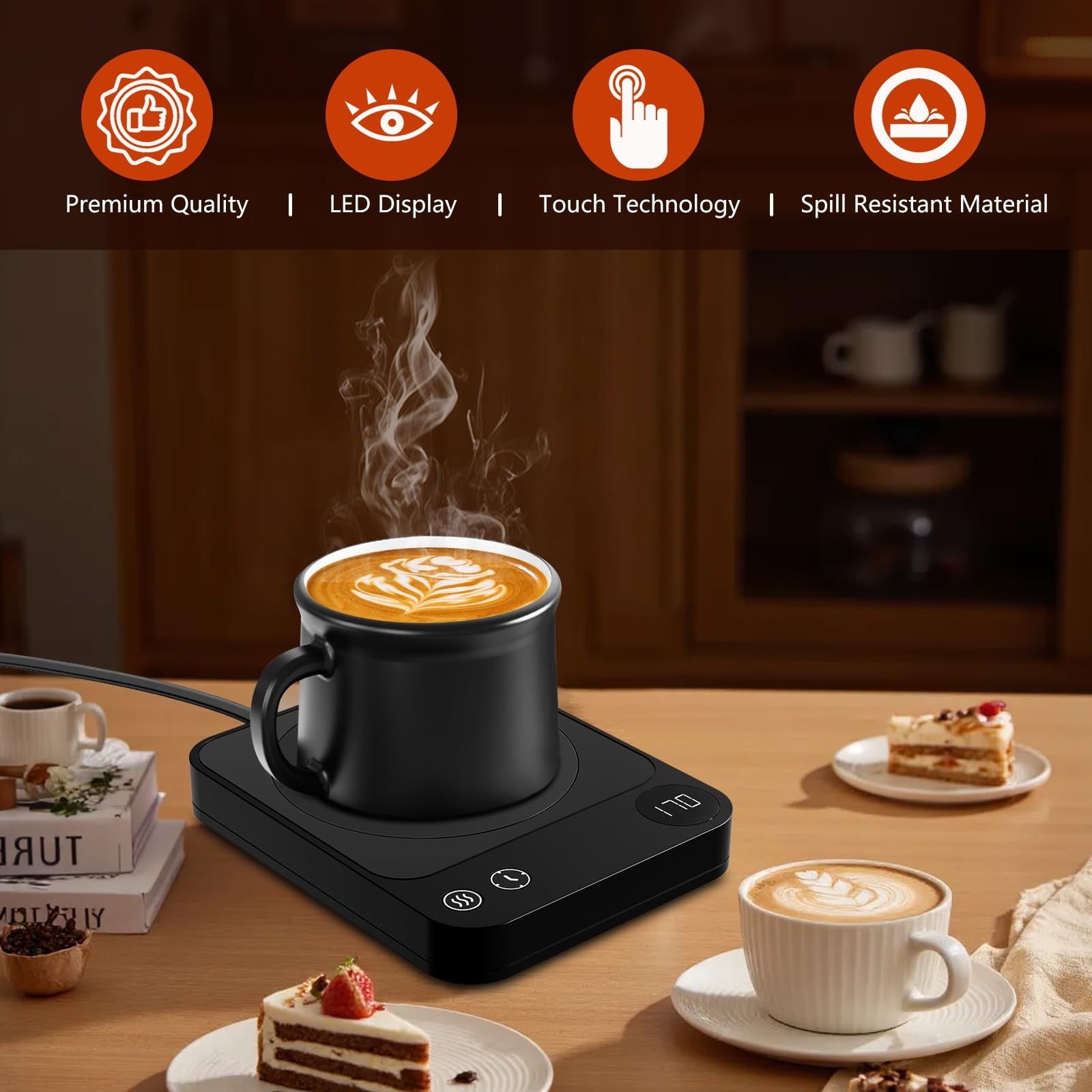 Coffee Mug Warmer with Three Temperature Settings Timer and LED Display