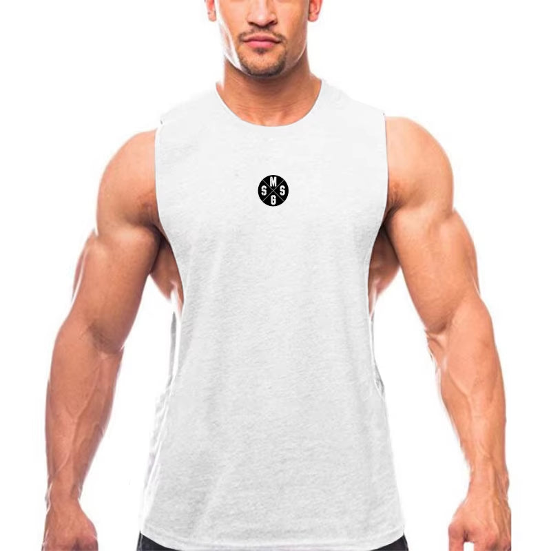Mens Workout Tank Tops Fitness Bodybuilding Clothing Low Cut Armholes Vivid Vest Muscle Singlets Men Activewear Tank