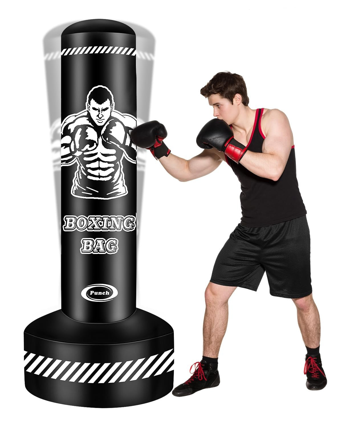Standing Punching Bag for Adults Teens, 70" Heavy Punching Bag with Stand, He...