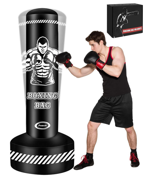 Standing Punching Bag for Adults Teens, 70" Heavy Punching Bag with Stand, He...