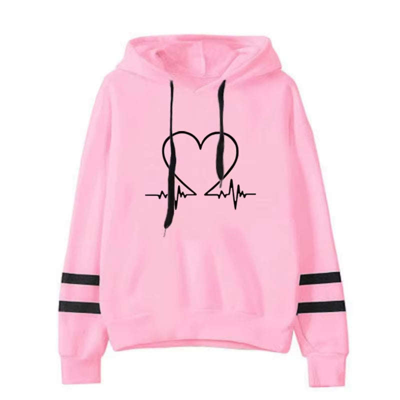 Woman Clothing Versatile Sweatshirts Casual Hoodies Comfortable Pullovers Slim Fit Soft Striped Lazy Style Jogging Daily Women'S