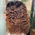 Women'S Deep Curly Lace Front Wigs Blonde Natural Wigs Women'S Short Curly Hair Mixed with Golden Small Curly Hair Black Brown (BK2)