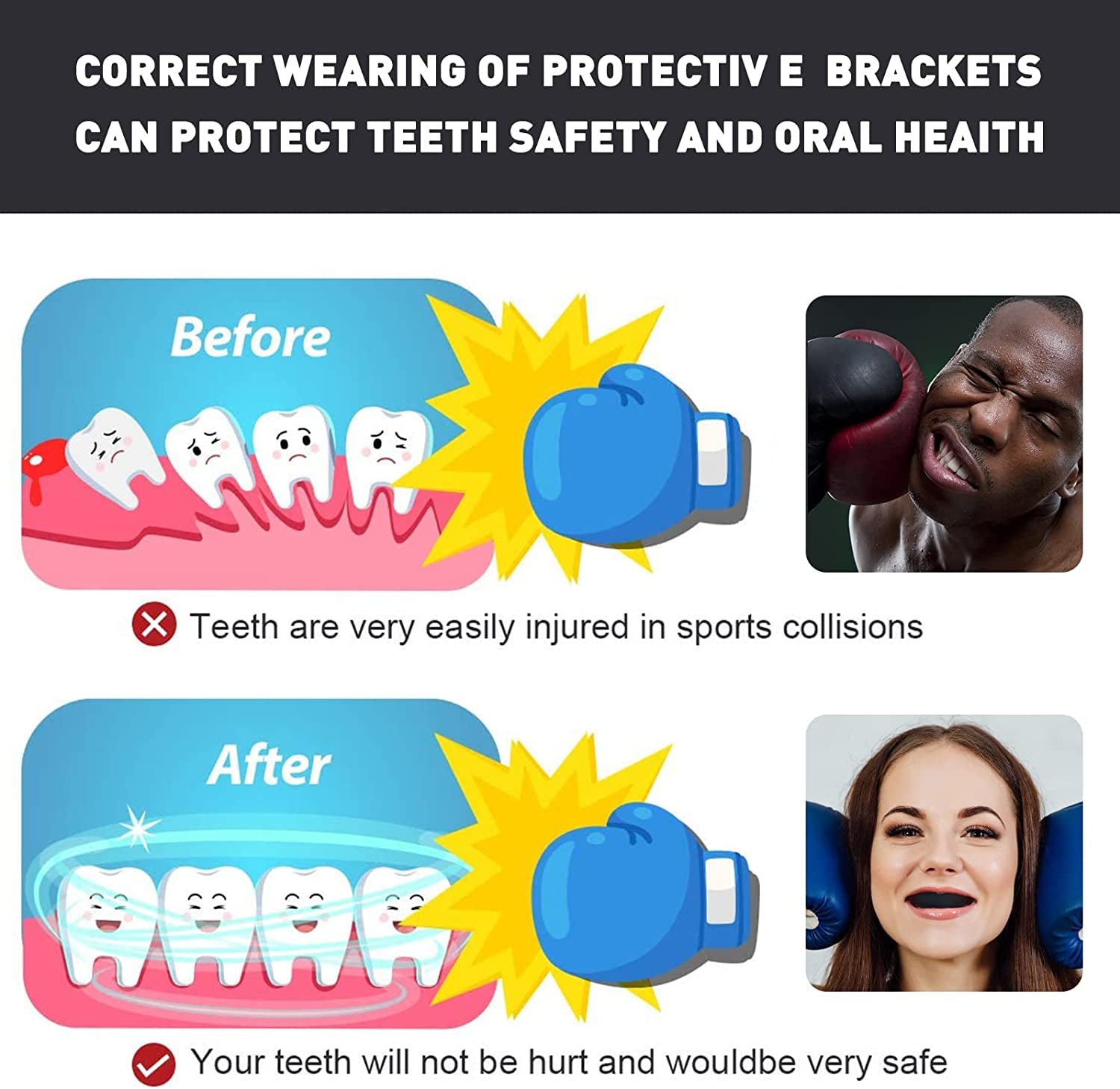 3 Pack Kids Youth Mouth Guard Football Sports Braces Mouthguards for Mouthpiece